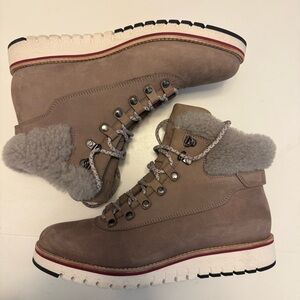 Cole Haan Women’s Explorer Waterproof Shearling Hiking Boots, Taupe, 8.5